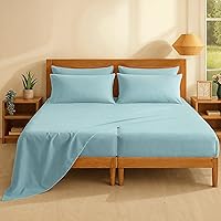 Vista 70 de Casa Platino Juego de sábanas tamaño Queen – Sábanas 100% algodón tamaño Queen refrescantes con 4 fundas de almohada, sábana bajera de bolsillo