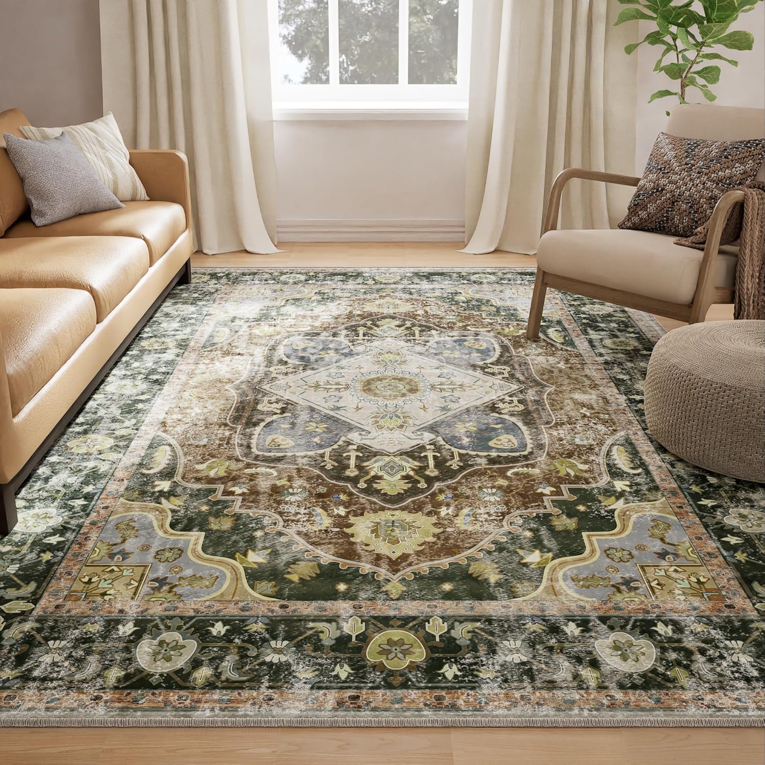 RELEANY 6x9 Area Rugs Machine Washable 6x9 Rug Low Pile