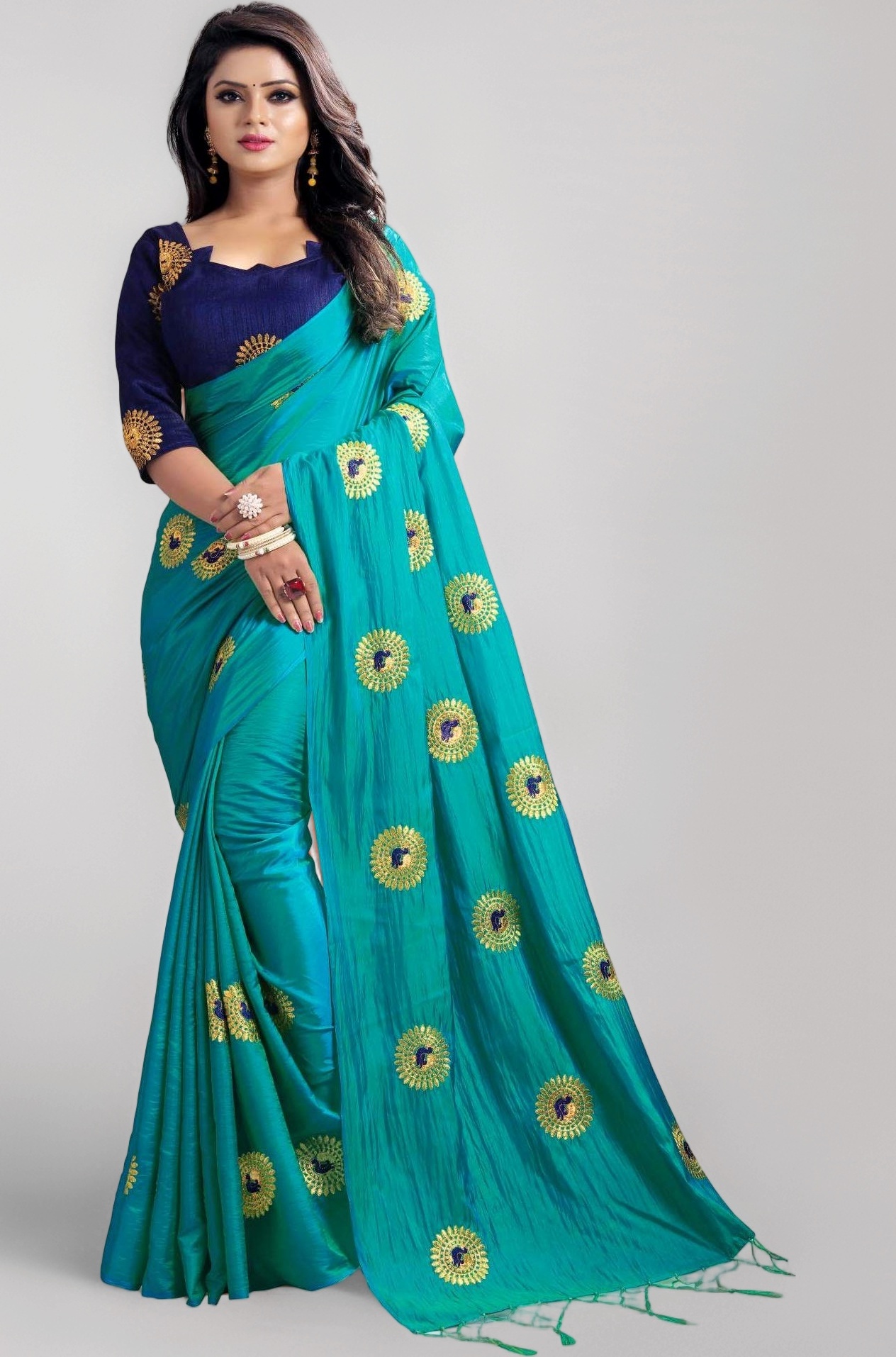 Kuvarba Fashion Women's Banarasi Silk Saree With Unstiched Blouse Piece