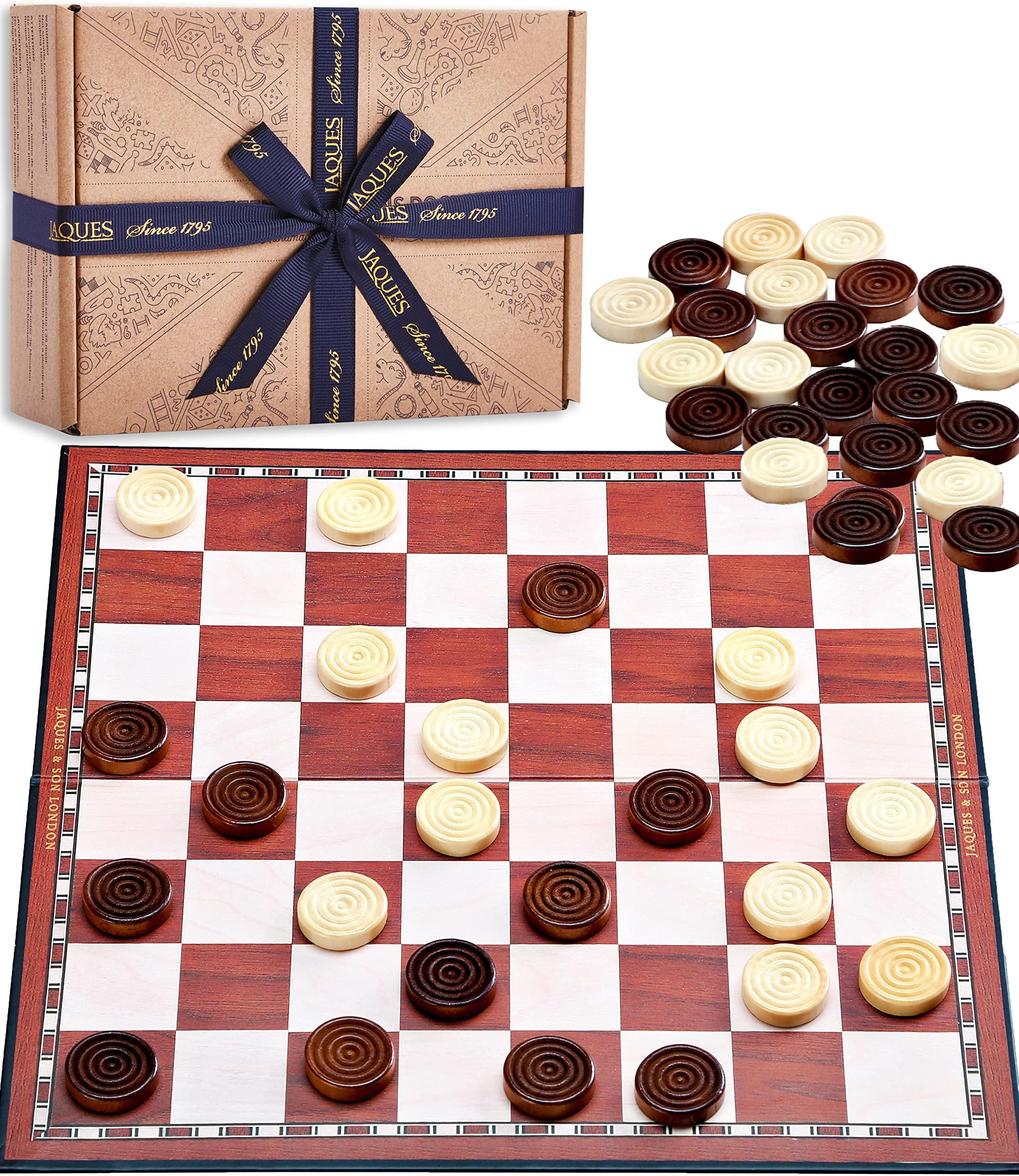 Jaques of London Draughts Board Game | 12" Foldable Draughts Set | Checkers & Draughts Game | Traditional Games | UK Family Company Since 1795