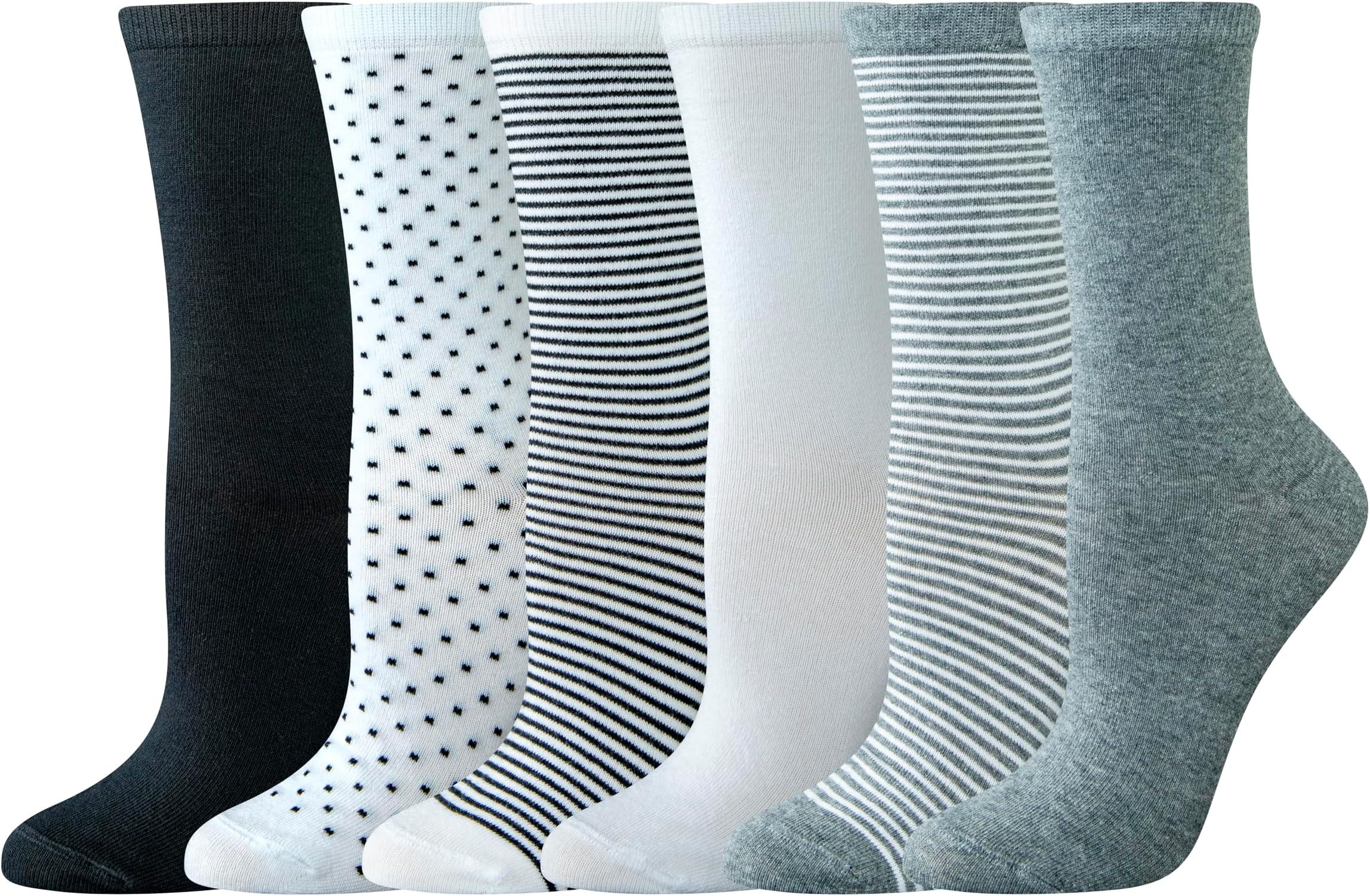 Amazon Essentials Women's Crew Socks, Cotton, 6 Pairs