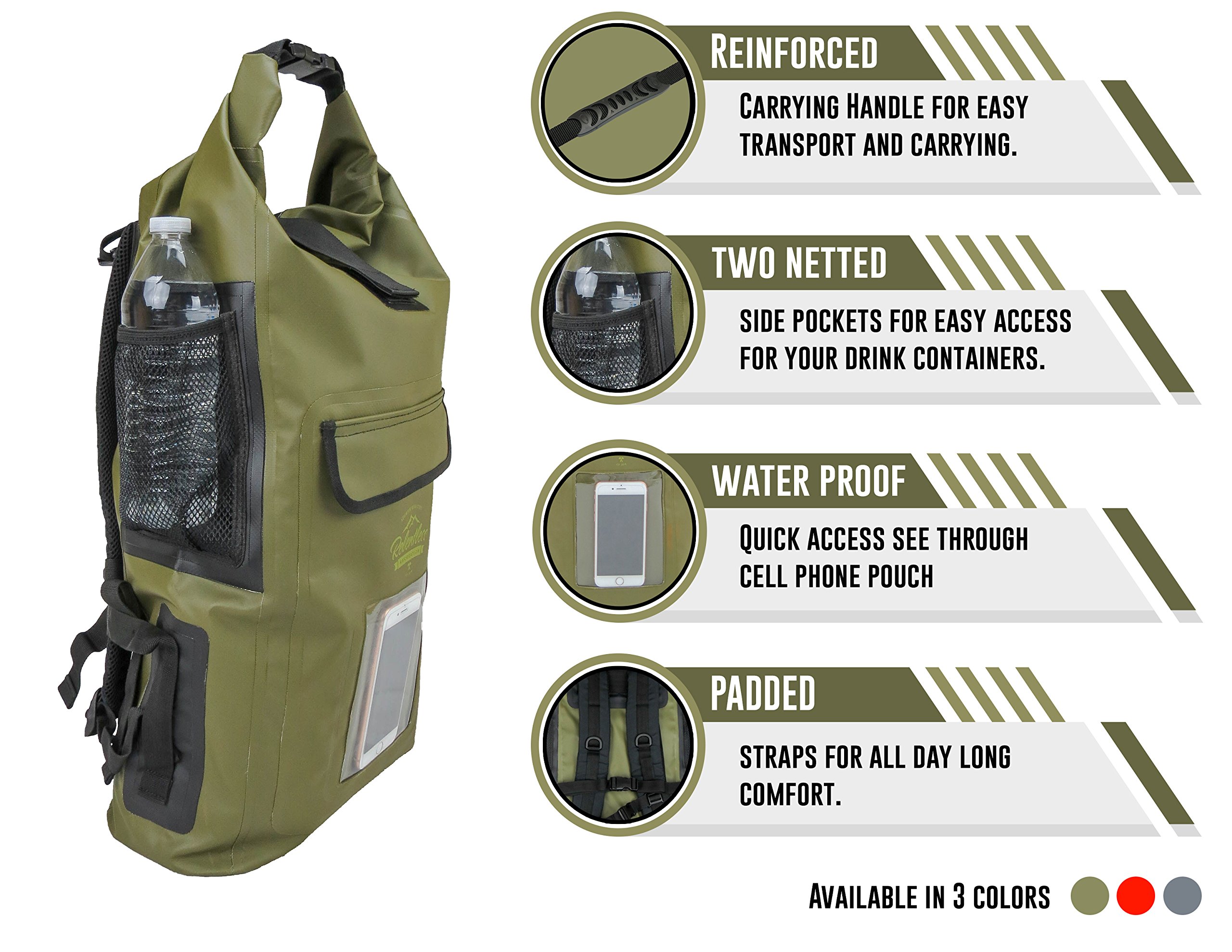 Relentless Recreation Dry Bag Backpack | 30L Waterproof - 500D PVC  display picture 1