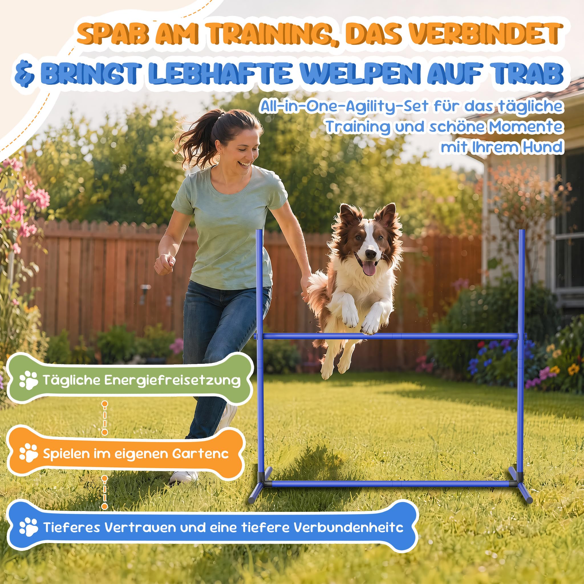 XMTECH Juego de entrenamiento de agilidad para perros, altura regulable, incluye bolsa, juego de entrenamiento para perros de PVC, color azul