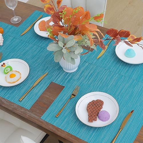 Miniatura 7 de SHACOS Juego de 4 manteles individuales de vinilo tejido de PVC resistentes al calor, duraderos, impermeables, resistentes a las manchas, para