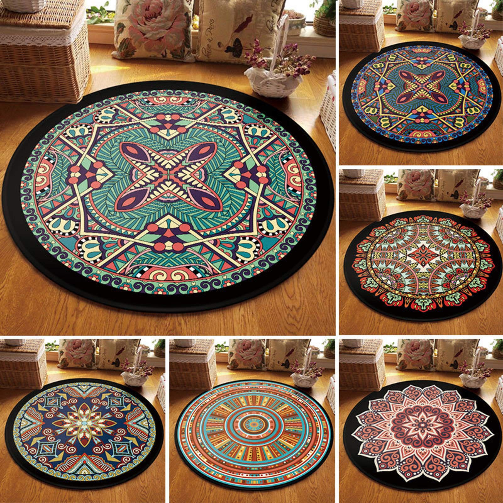 Kup stylowy dywan, nowoczesny dywan, odporny na plamy odporny na poślizg, krótki stos wielofunkcyjny sypialnia salon nocny, nadruk super miękkie dywany-ja średnica 60 cm