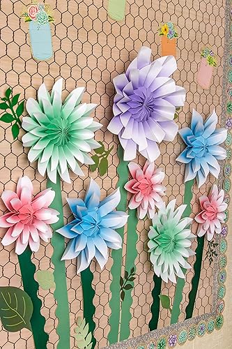 Miniatura 2 de Teacher Created Resources Flores de papel de flores florales prefabricadas para fondos de fotos de fiestas, paredes de aulas, duchas y celebraciones