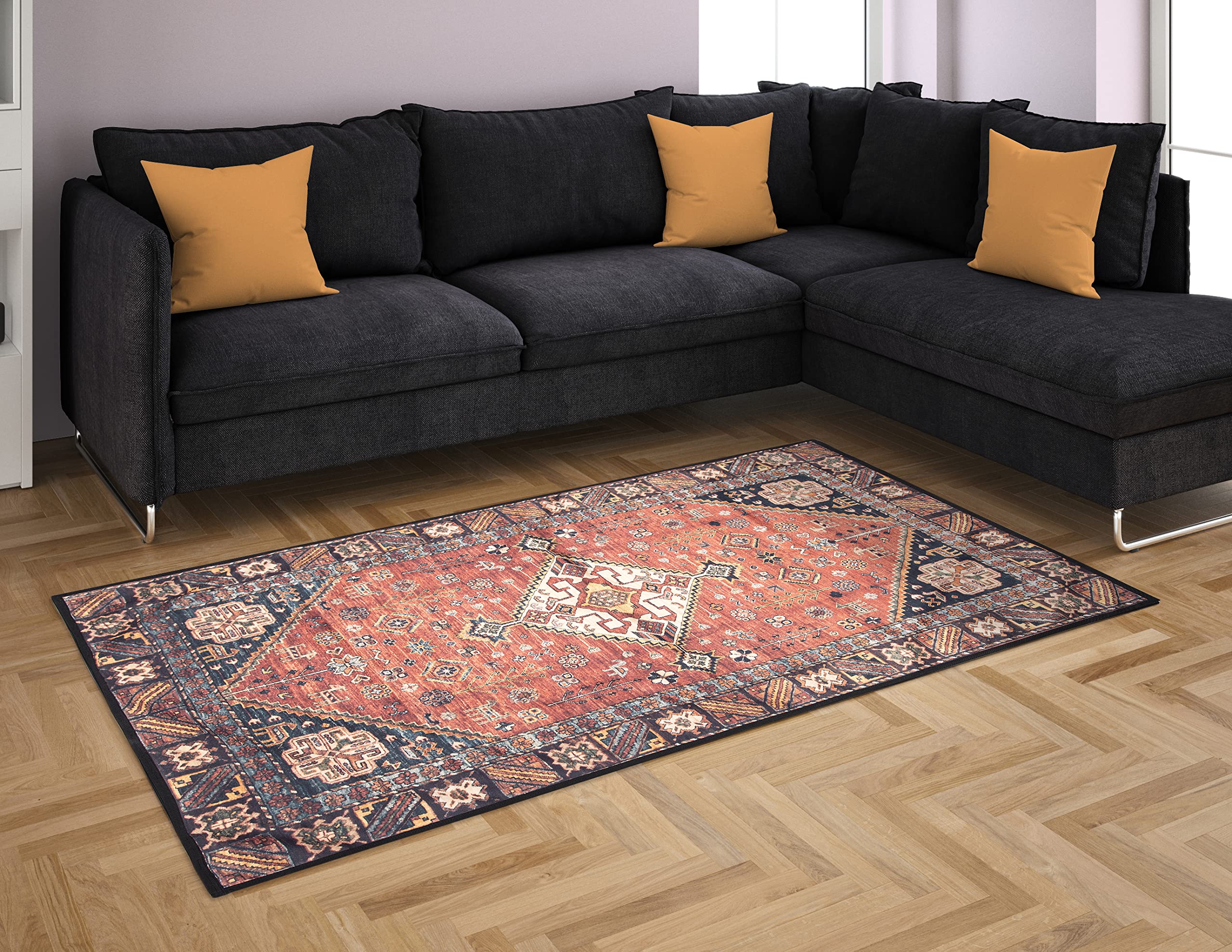 AAZEEM Lightweight Washable Rug Runner for Bedroom/Living Area/Home with Anti Slip Backing |34X54 Inches |3X5 Feet |Brown | Pack of 1 |-picture-19