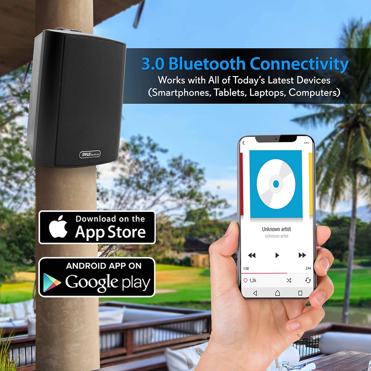 Free Shipping Offer Pyle Pair of Wall Mount Waterproof & Bluetooth 6.5'' Indoor/Outdoor Speaker System, with Loud Volume and Bass. (Pair, Black. PDWR62BTBK)