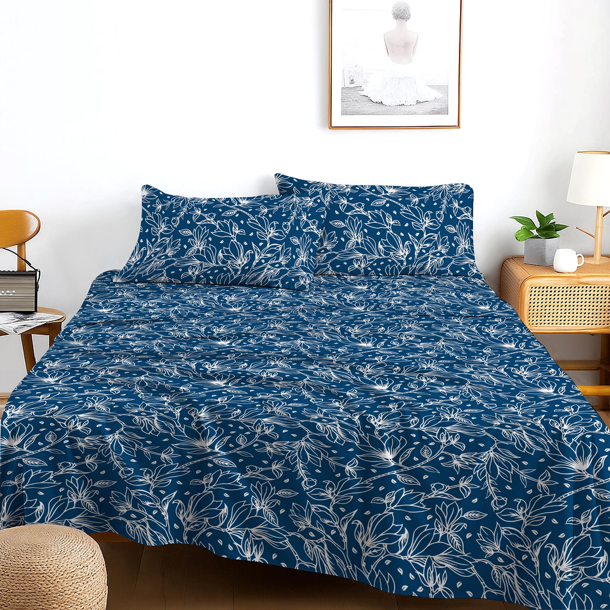 RAYBedding Printed Flat Sheet Set King Size Bed – Luxury Soft King Flat Sheet with 2 Pillowcases – Smooth, Lightweight Bedding — image 1