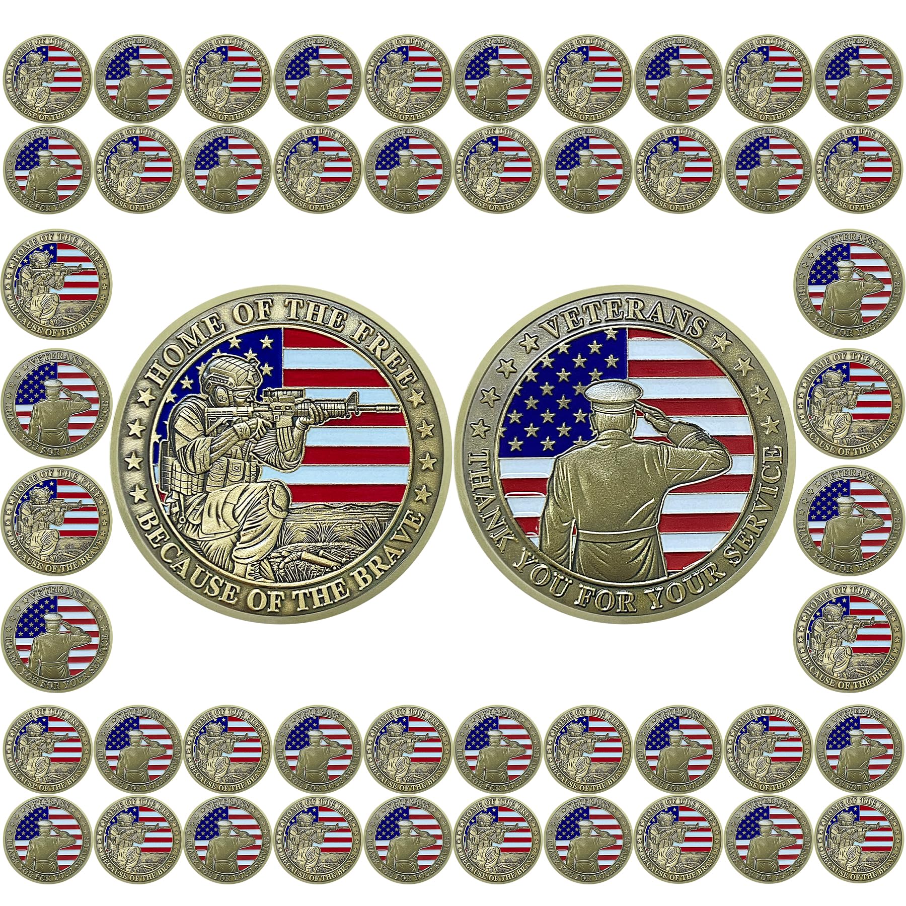 BHealthLife 50 PCS Military Veterans Thank You for Your Service Challenge Coin Commemorative Appreciation Gifts for Soldiers
