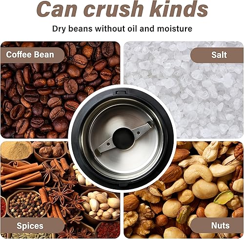 Miniatura 2 de Molinillos de café para uso doméstico, molinillo de especias, molinillo de granos de café, molinillo de hierbas, motor de alta velocidad, operación