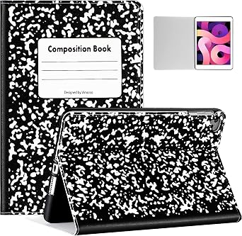 Uppuppy Case for iPad Air 2/1st Generation & for iPad 5th2017/6th2018/Pro 9.7 inch Composition Notebook Cute Kawaii Book Partten Folio a1474 a1475 a1566 a1673 Cover Unique Cases for Women Teens