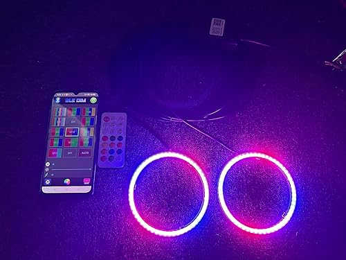 Miniatura 2 de SDO TECH - 2 anillos de halo de ojos de ángel para coche, 3.937 in, luz de circulación diurna, SMD3838, chips multicolores, anillo circular,