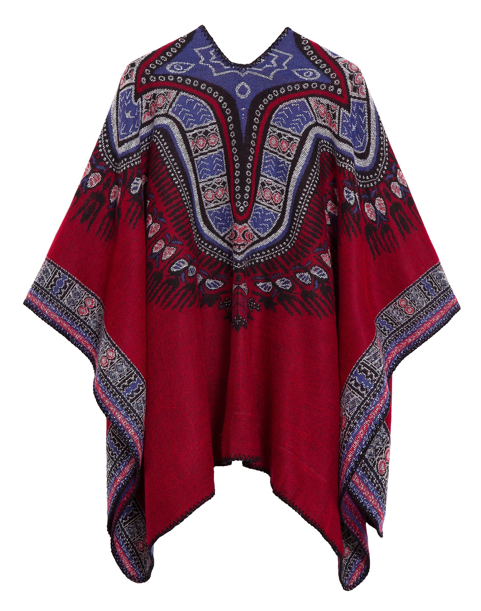 EXCHIC Femmes Chauds Ouverture Avant Châle Chaud Wraps Motif Floral Elegantes Poncho Tricot Cape Manteau