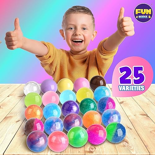 Miniatura 3 de FunKidz - Paquete de 25 bolas de limo para niños, paquete de slime prefabricado a granel para niños y niñas de 6 a 12 años con galaxia, mantequilla,
