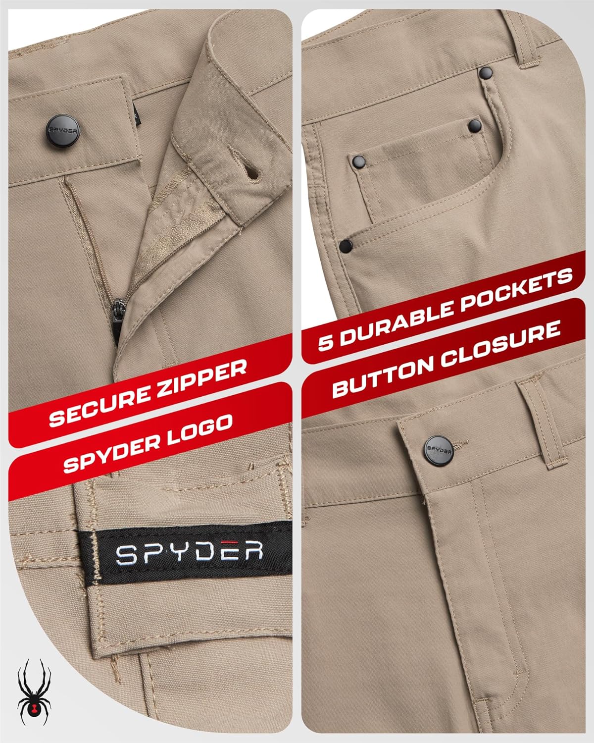 Spyder Mens Flat Front Shorts - Stretch Woven Performance UPF30+ Protection Casual Chinos Mens Shorts for Golf