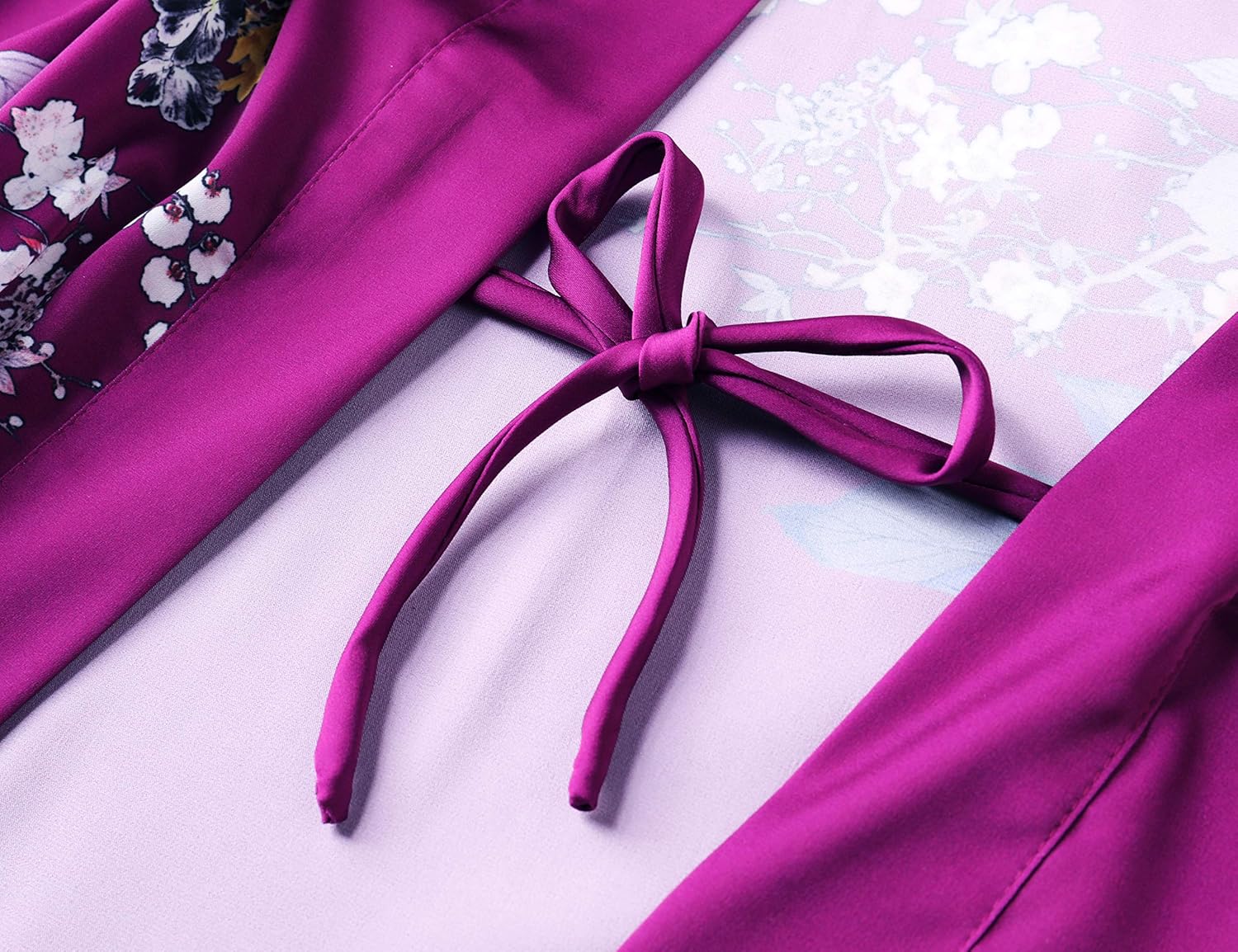 PRODESIGN Kimono Robe for Women - Long Satin Sleepwear Silky Kimono Cover-Up Nightgown Japanese Bathrobe Loungewear Blouse - Image 5