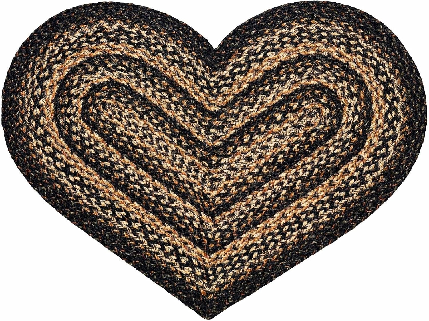 | Black Forest Premium Braided Collection | Primitive, Rustic, Country, Farmhouse Style | Jute/Cotton | 30 Days Risk Free | Accent Rug/Door Mat | Heart Shaped Rugs