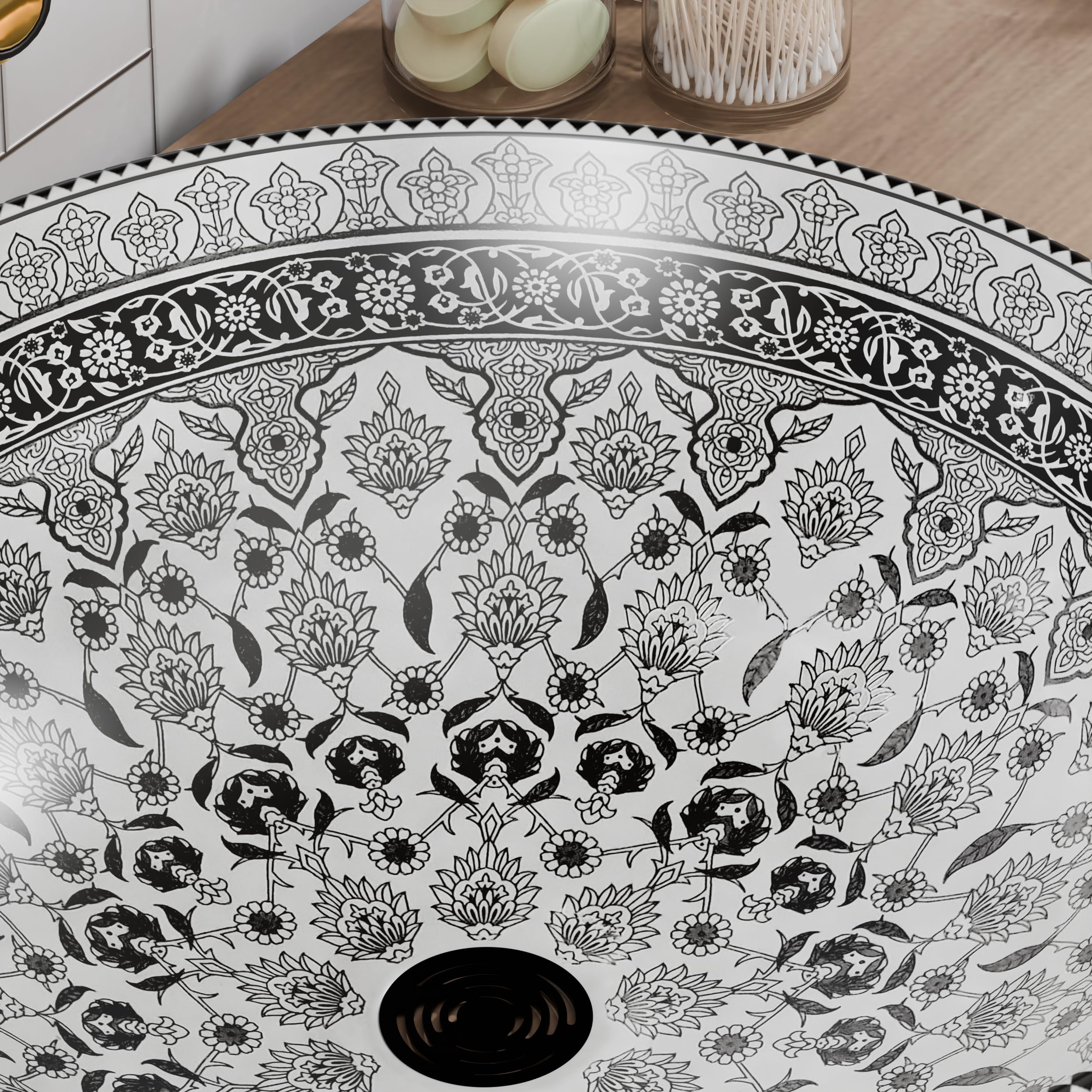 B Backline Ceramic Table Top Wash Basin/Counter Top Wash Basin/Bathroom Sink For Bathrooms & Livingroom (Moroccan Design, 16 X 16 X 5 Inches)(5 Years Warranty) 1