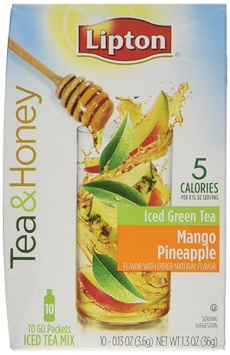 Lipton Paquetes de té y miel para llevar - Té verde helado de mango y piña - 10 unidades 13 onzas paquete de 3