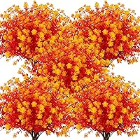 Vista 57 de RECUTMS - 8 ramas de flores artificiales, eucalipto artificial realistas, resiste rayos ultravioleta, para jardín, patio, boda, oficina y casa