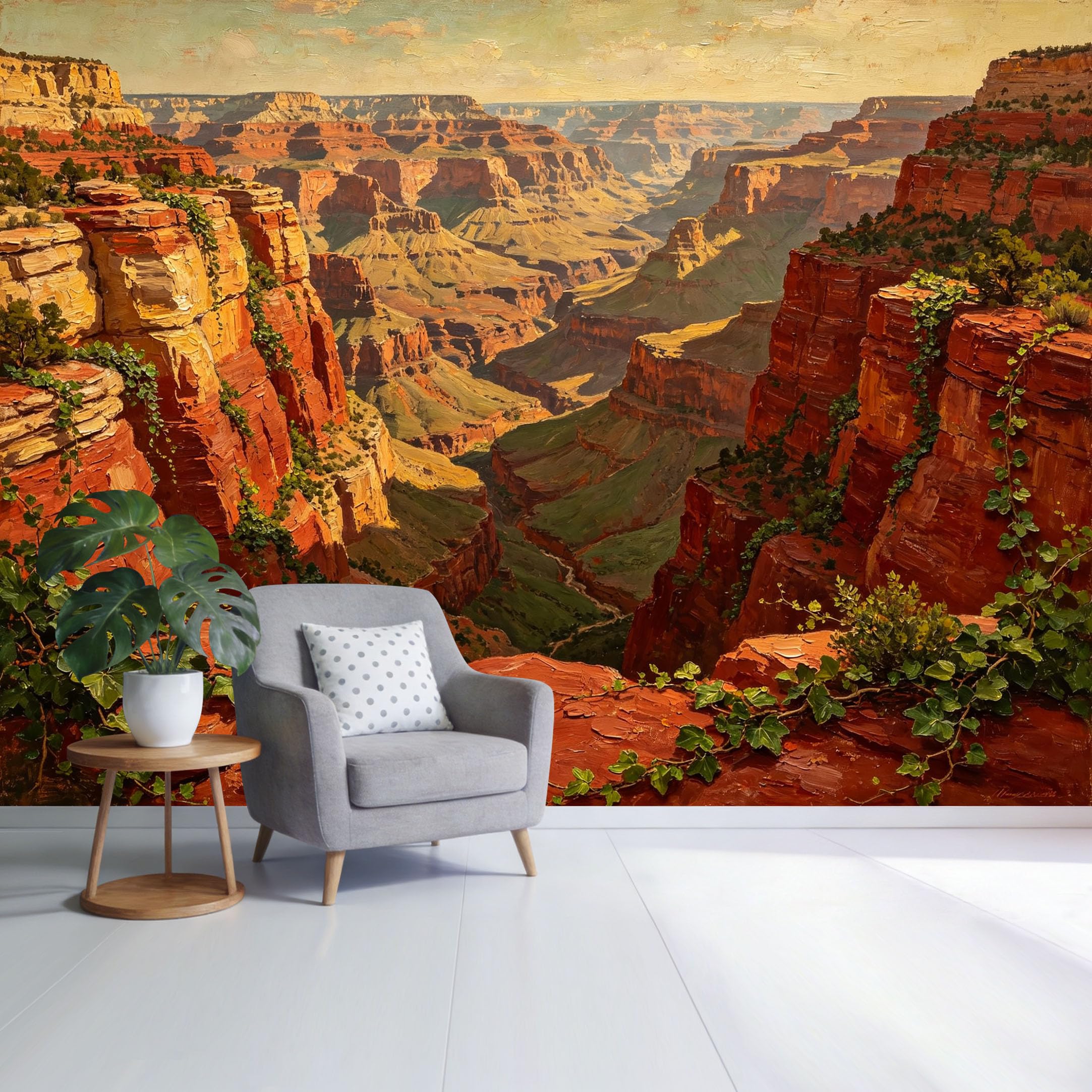 Custom Size Wall Mural Canyon Landscape Sunset View Red Rock Cliffs Mountain Valley Botanical Texture SelfAdhesive Wall Fabric Removable Wallpaper for Home Office Decor