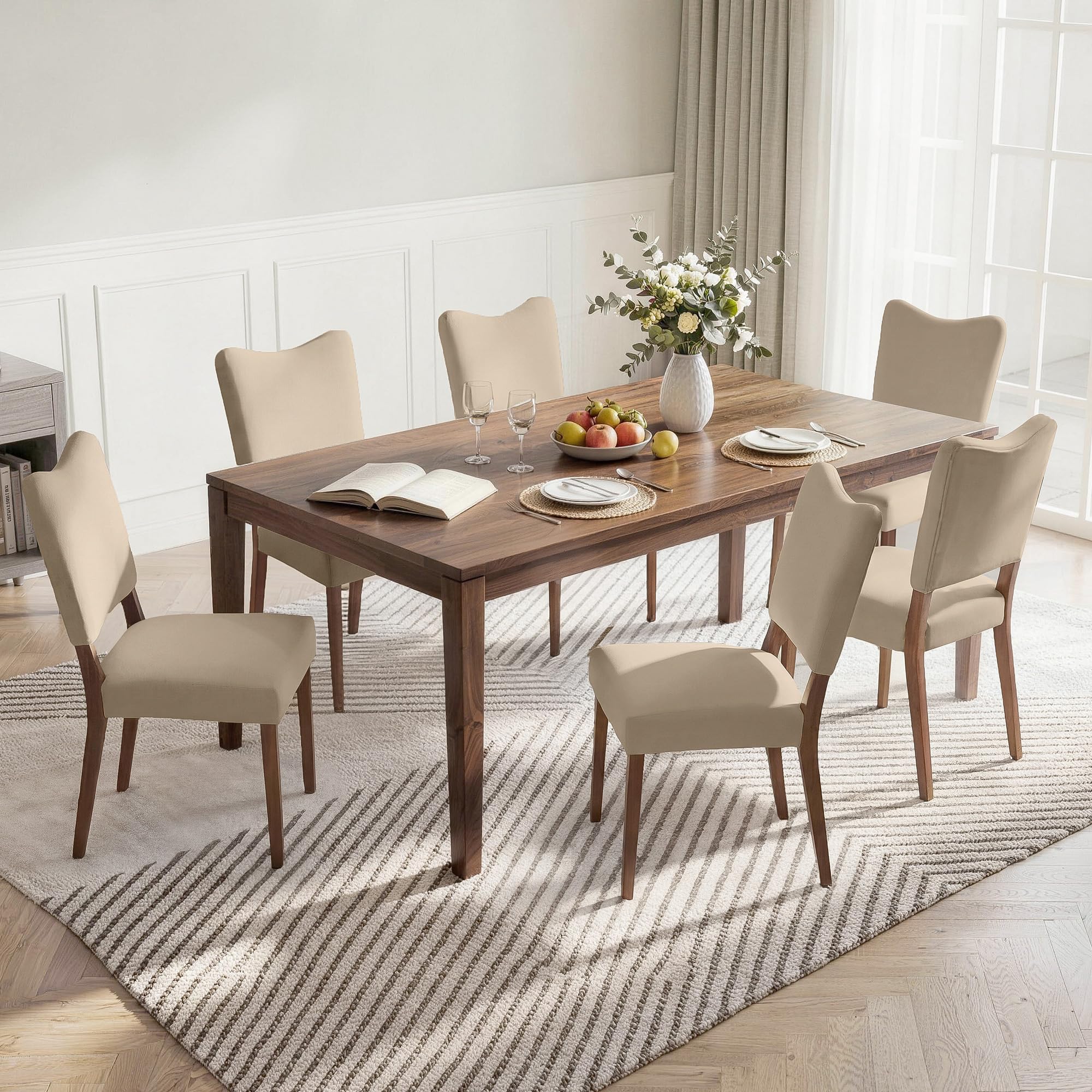View 1 of **PARTIAL SET, MISSING HALF THE CHAIRS** KISLOT Upholstered Dining Chairs - Set of 6, Brown Velvet