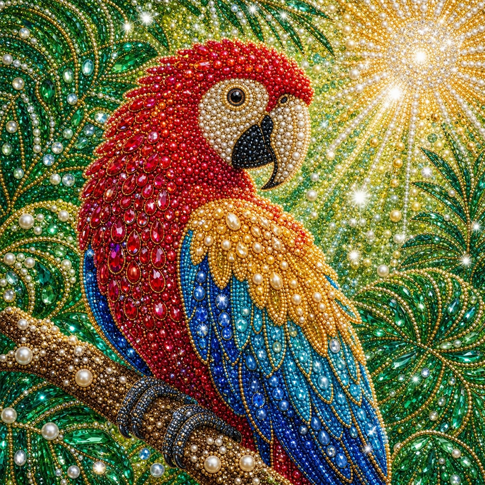 POETRYDRAW Parrot Pearl 5D Diamond Art Kit 15.75x15.75 in