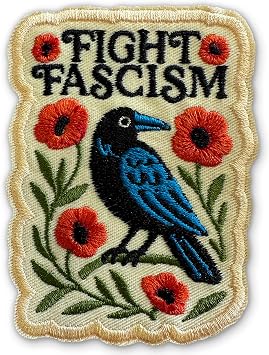 Fight Fascism Patch 3" Floral Protest Pro Democracy Social Justice Sew-On/Iron-On Embroidered Patches DIY Applique Accessories for Backpacks, Dog Harnesses, Gym Bags, Hats, Helmets 3 Inches
