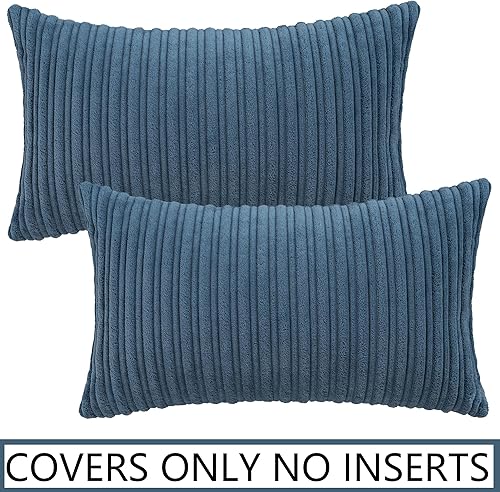 Miniatura 515 de UGASA - Juego de 2 fundas de almohada de terciopelo a rayas, funda decorativa para cojín con cremallera oculta para el hogar, sofá, dormitorio,