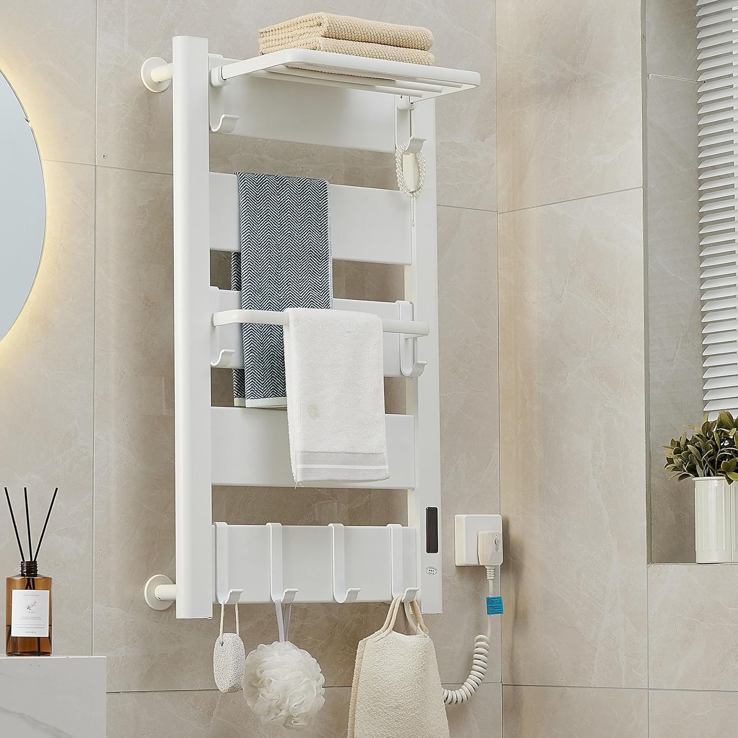 Amazon.com: Electric Heated Towel Rack with Built-Up Timer,Temperature ...