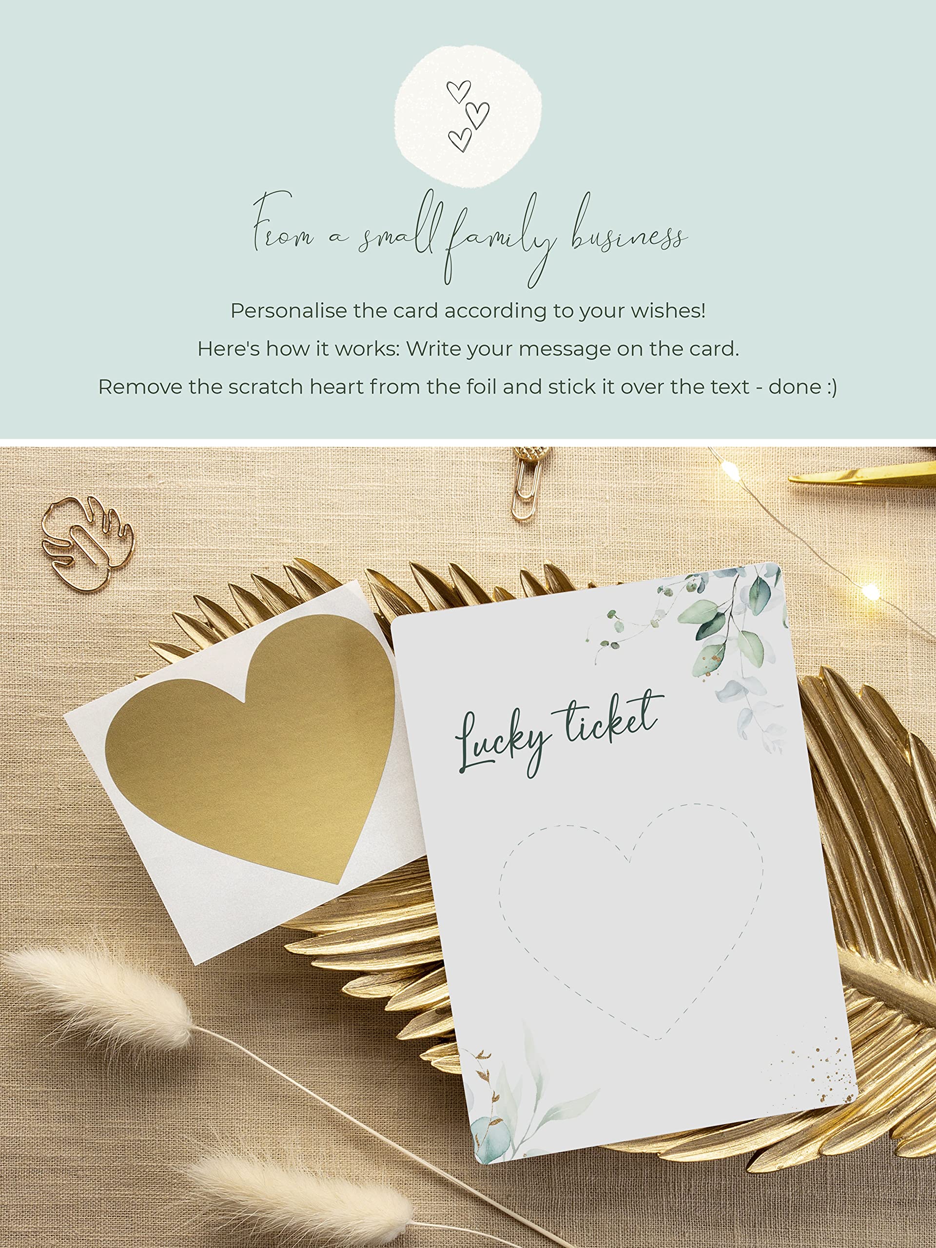 Joli Coon 10 Lucky Ticket scratch cards - Eucalyptus - personalised scratch cards - Image 2