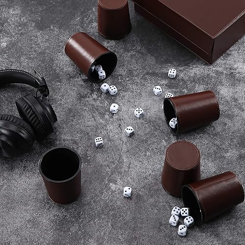 Miniatura 4 de Leather Dice Cup Set 6 Leather Dice Cups30 Dice1 Folding Tray Exclusive Storage and Transport Case Made of Faux Leather with Magnetic Closure