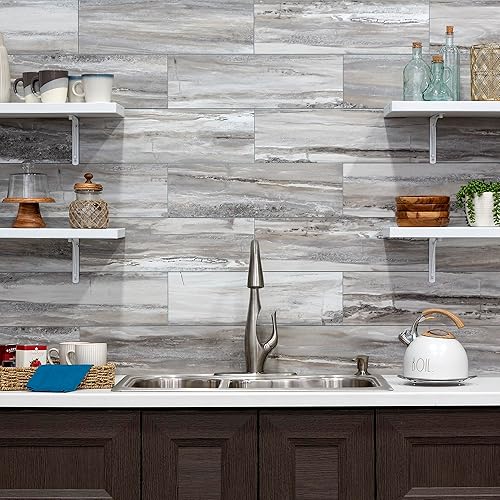 Miniatura 4 de Palisade Azulejos de vinilo entrelazados impermeables para pared, cocina o baño, 22.8 x 7.31 pulgadas, granito del Louvre (paquete de 10)