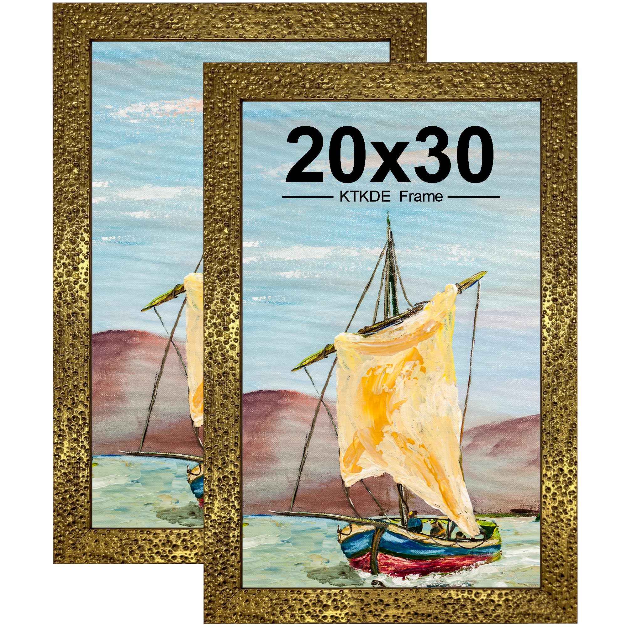 Photo 1 of KTKDE 20x30 Picture Frame Set of 2, Ornate Vintage Poster Frames- 20 x 30 Antique Photo Frame for Rustic Gold frame Wall Decor Display Retro Home Decor best gift