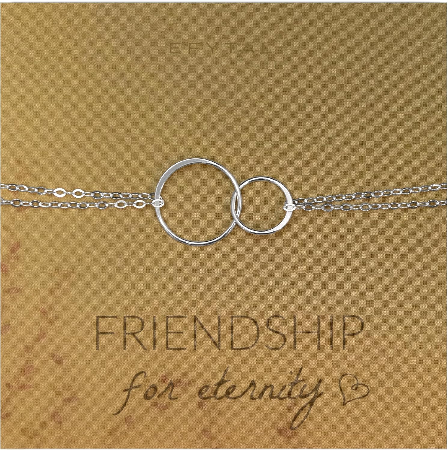 EFYTAL Friendship Gifts, Sterling Silver 2 Circle Friendship Bracelet, Infinity Circles Gift For Best Friend, Friends Forever Jewelry