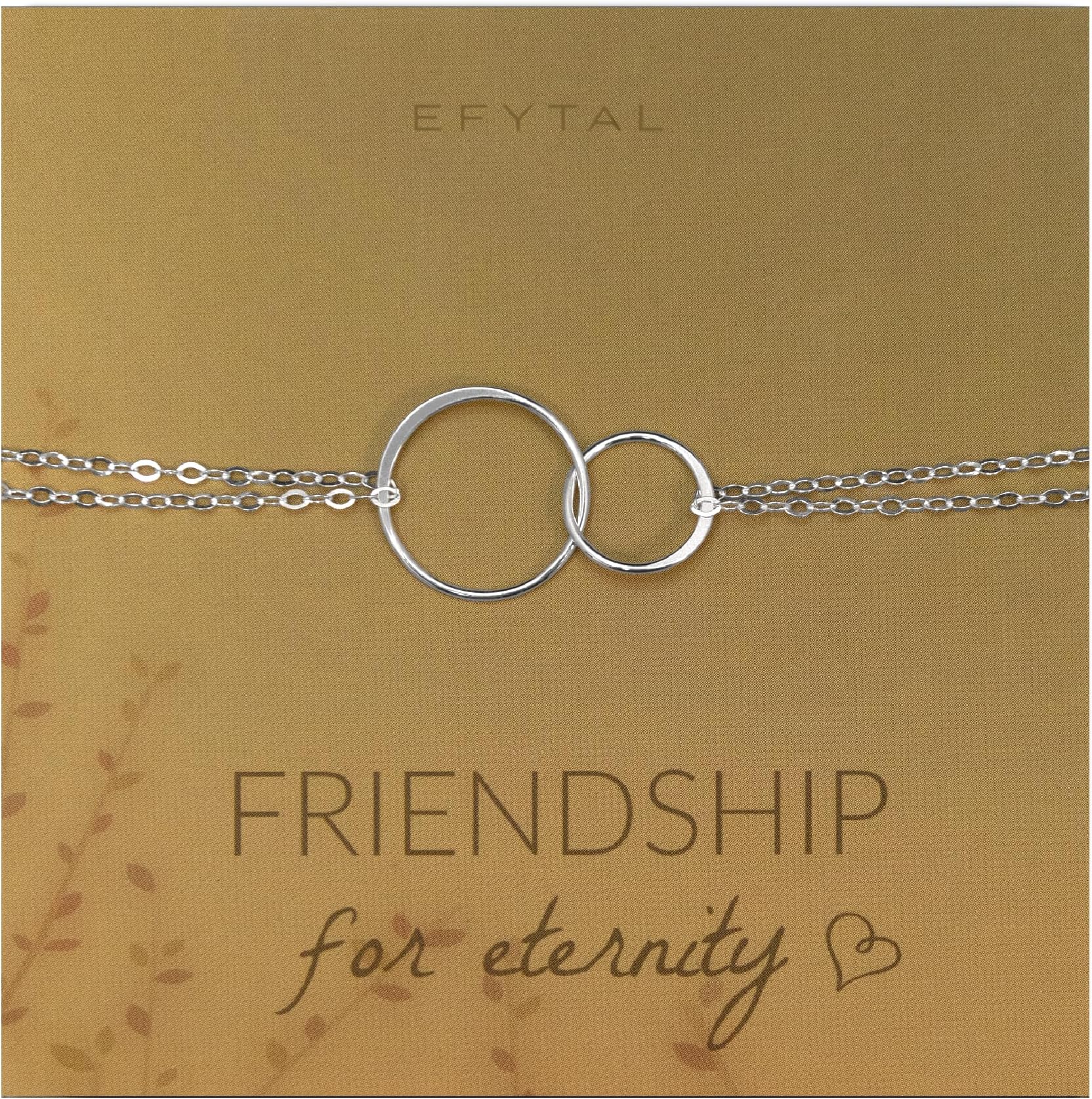 Friendship Gifts, Sterling Silver 2 Circle Friendship Bracelet, Infinity Circles Gift For Best Friend, Friends Forever Jewelry