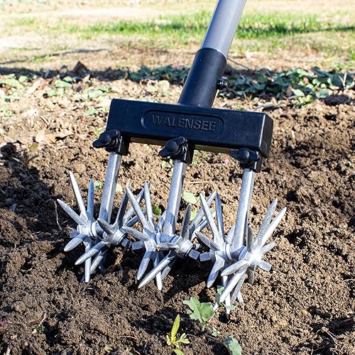 Miniatura 2 de Walensee Herramienta de Jardín Cultivador Rotativo – Cultivador Manual Ajustable para Jardinería y Cuidado del Césped con Cuchillas de Aluminio