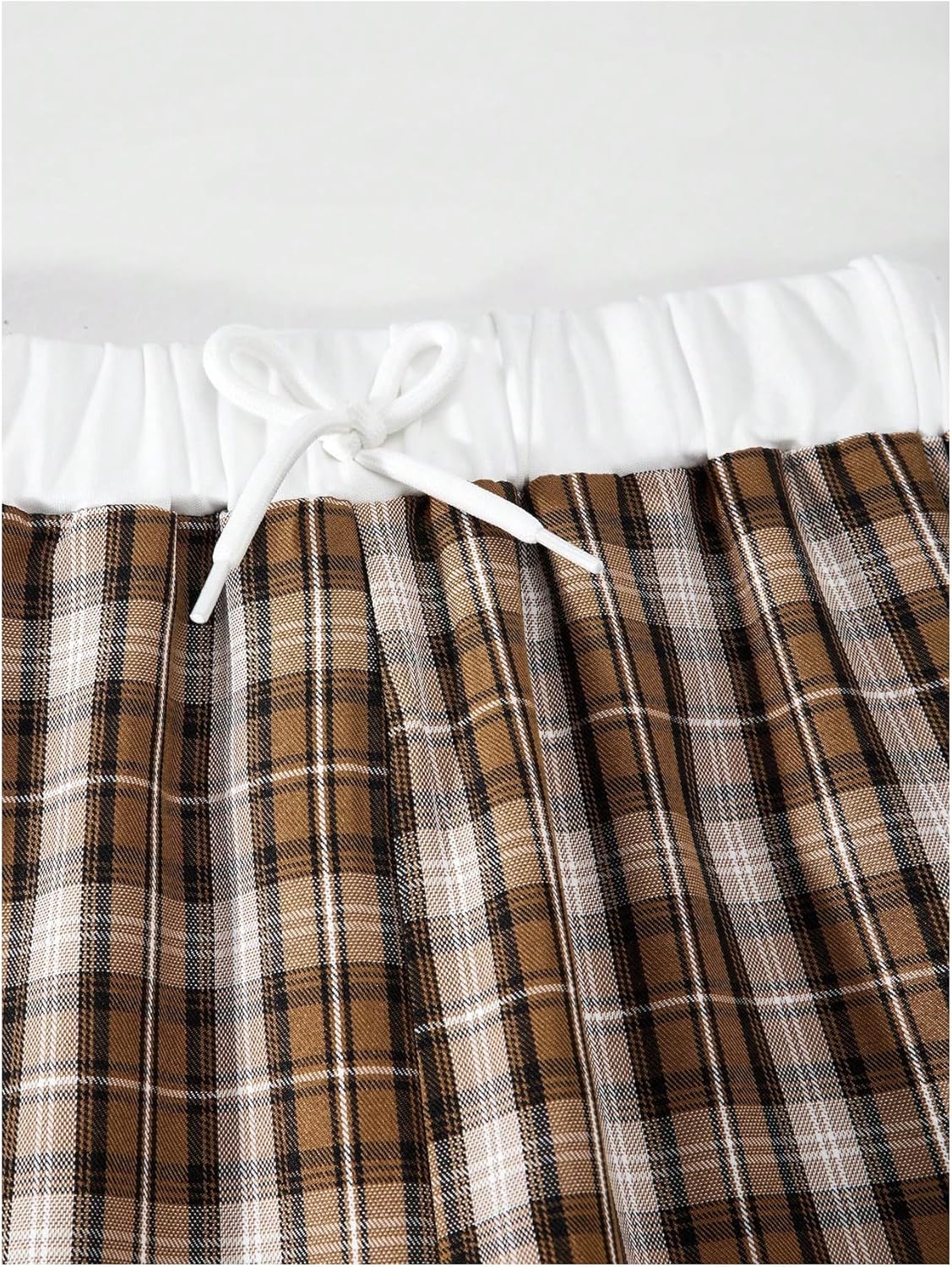 OYOANGLE Girl's Gingham Pants Elastic Waist Tie Front Straight Leg Plaid Trousers Cute Bottoms - Image 3
