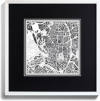 Vista 3 de O3 Design Studio Mapa de corte de papel Madrid negro mate de 20 x 20 pulgadas