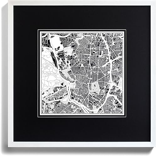 Miniatura 3 de O3 Design Studio Mapa de corte de papel Madrid negro mate de 20 x 20 pulgadas