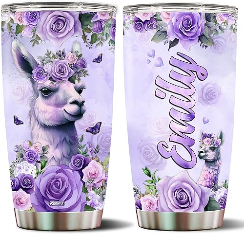 Vaso de llama personalizado, regalos para niñas, tazas personalizadas, regalo de Navidad, cumpleaños, San Valentín, botella de agua personalizada de