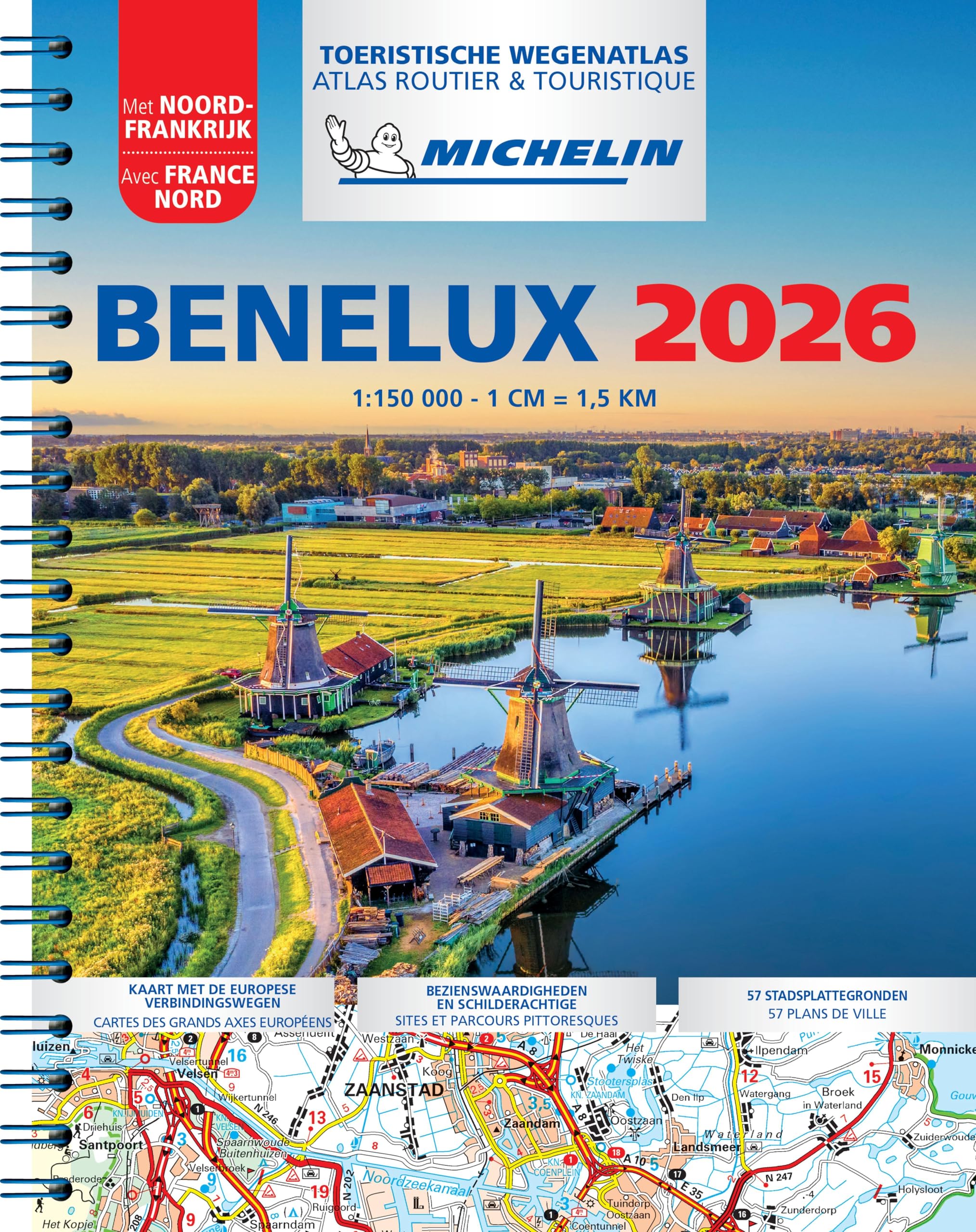 Benelux 2026 - Tourist and Motoring Atlas (A4-Spiral) by Michelin Spiral bound