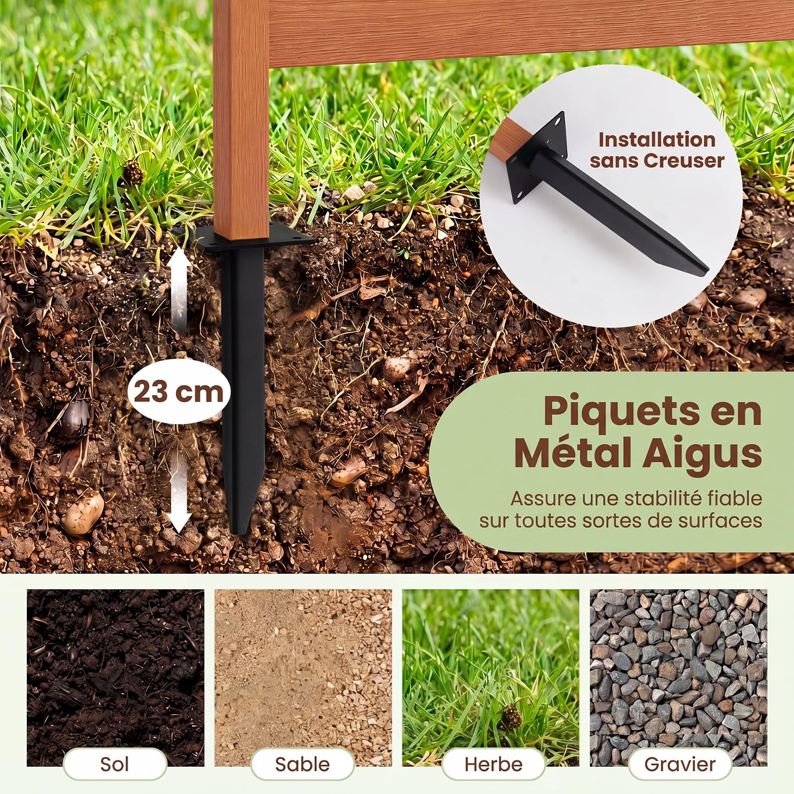 COSTWAY Panneau Cloture Jardin Brise Vue Exterieur à Lattes | Écran de Confidentialité Décoratif en Bois-Plastique 3 Modes d'Installation, Paravent Pour Terrasse Piscine, 93x64x155cm