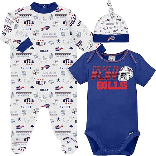 Miniatura 43 de Gerber Conjunto de regalo unisex para bebé con pies de equipo de la NFL para dormir y jugar Azul
