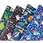 Titiweet Dinosaur Shark Animal Christmas Wrapping Paper for Kids - 12 Sheets, 20 x 28 Inches Per Sheet