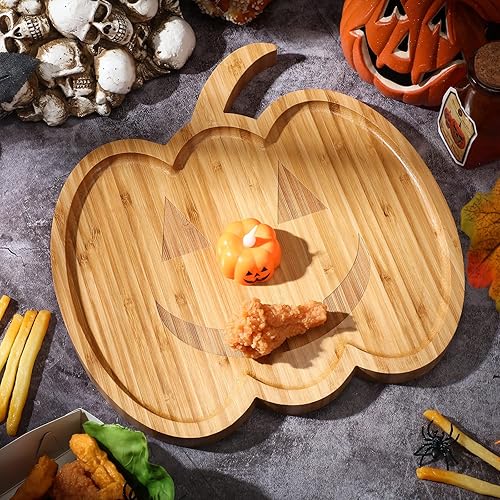 Miniatura 3 de 2 piezas de charcutería de Halloween, bandeja divertida de madera de bambú para queso, vajilla de Halloween, utensilios de cocina, bandeja de servir