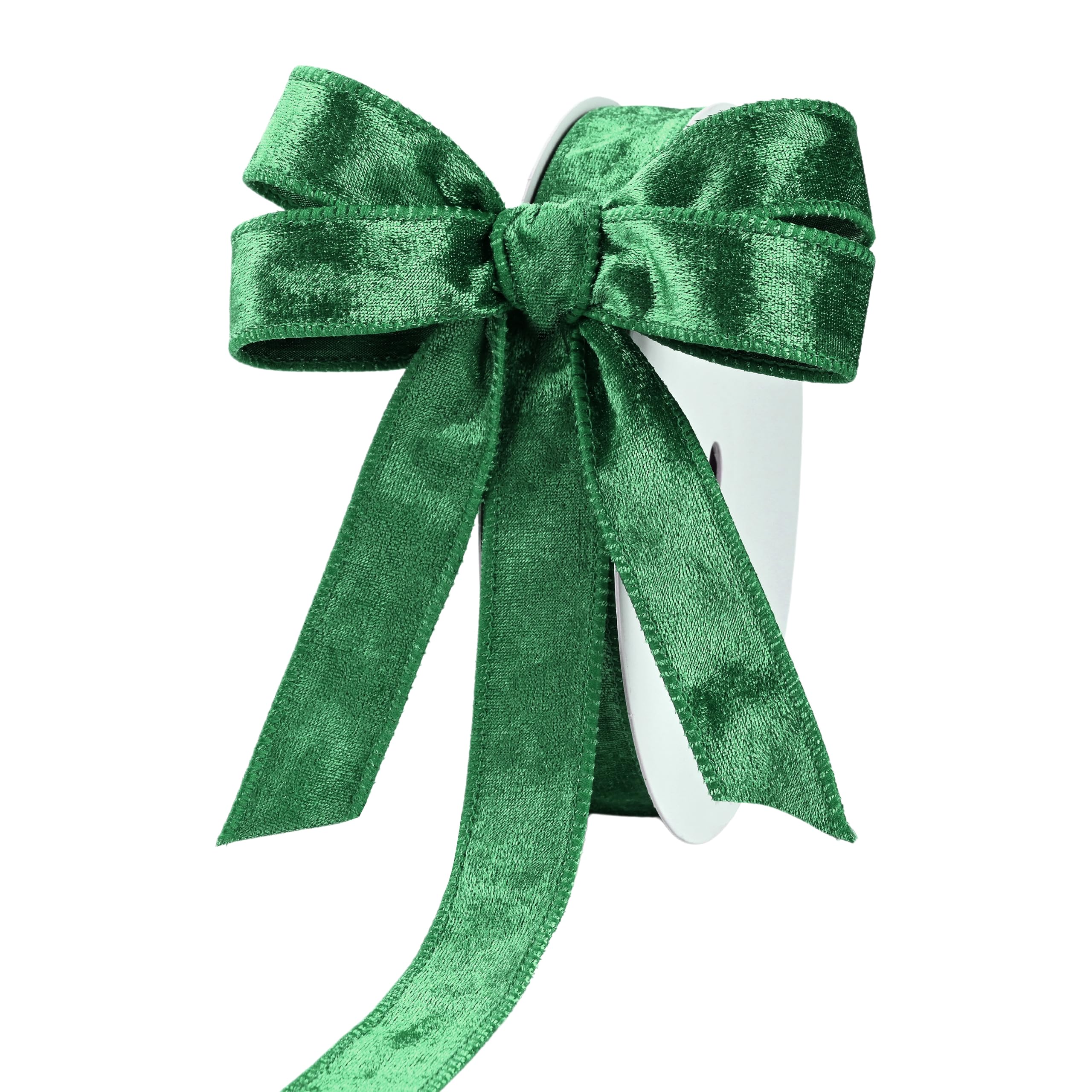 MAYREEL Green Crushed Velvet Wired Ribbon 1 Inch 20 Yards โ image 1