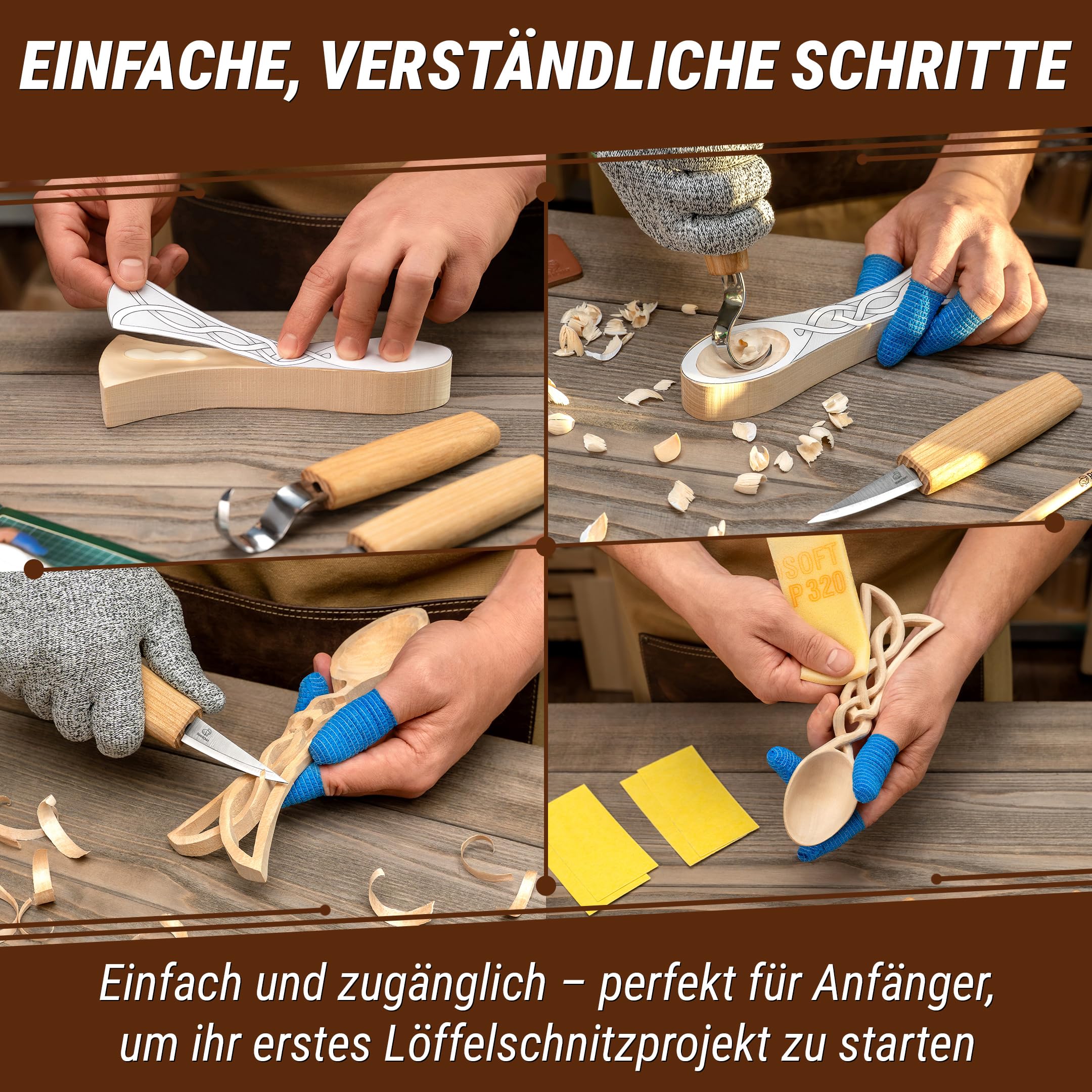 BeaverCraft - Löffelschnitzset für Anfänger DIY04 - Holzschnitzerei Schnitzel Hobby Kit für Erwachsene und Jugendliche