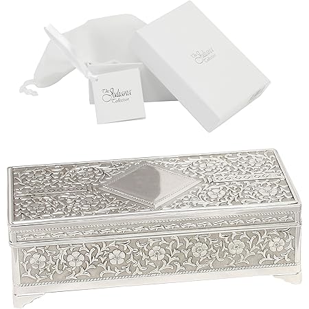 Sophia Jtb100 Silver Plated Trinket Box In Antique Style With Feet Amazon Co Uk Home Kitchen